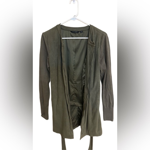 H by Halston Olive Green Belted Trench Coat - Picture 4 of 7